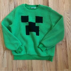 Minecraft Cozy Green and Black Graphic Crewneck Sweater